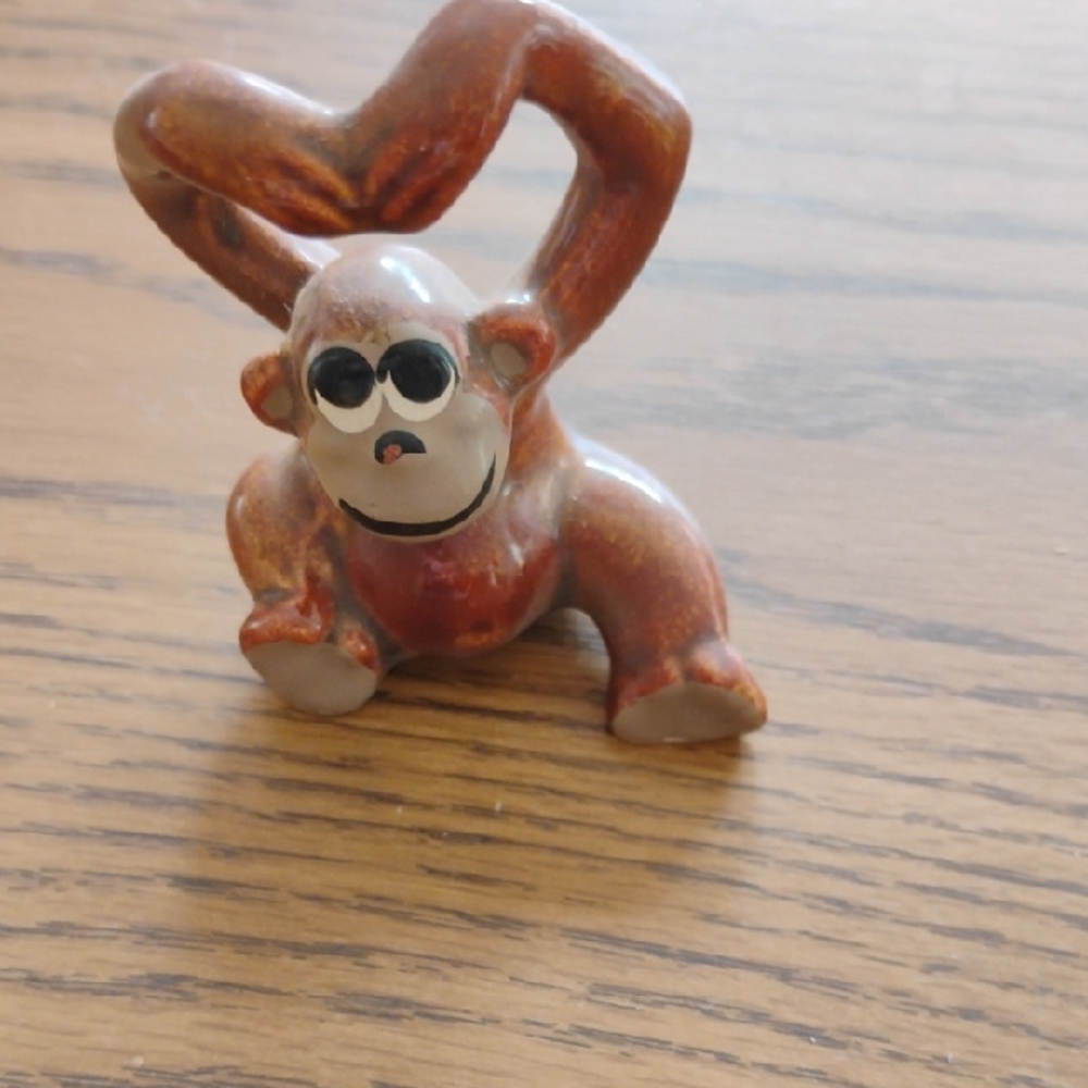 Rust Ceramic Monkey Figurine by